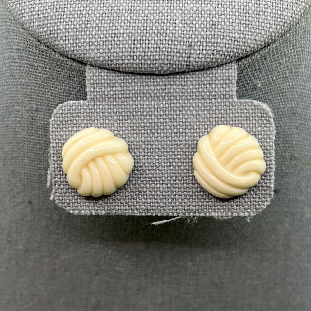 Vintage Ivory like plastic Avon stud earrings